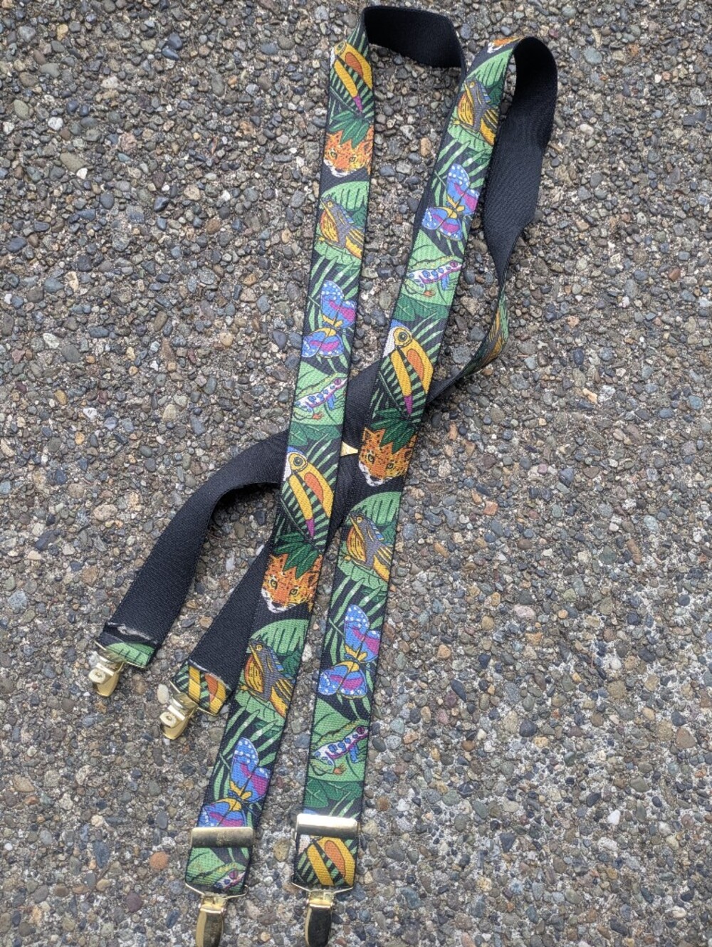 Vintage Jungle Animal Print Suspenders